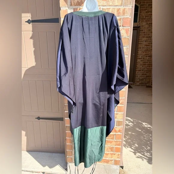 Faari Elegant Navy and Green V-Neck Kaftan Dress Large - Picture 6 of 7